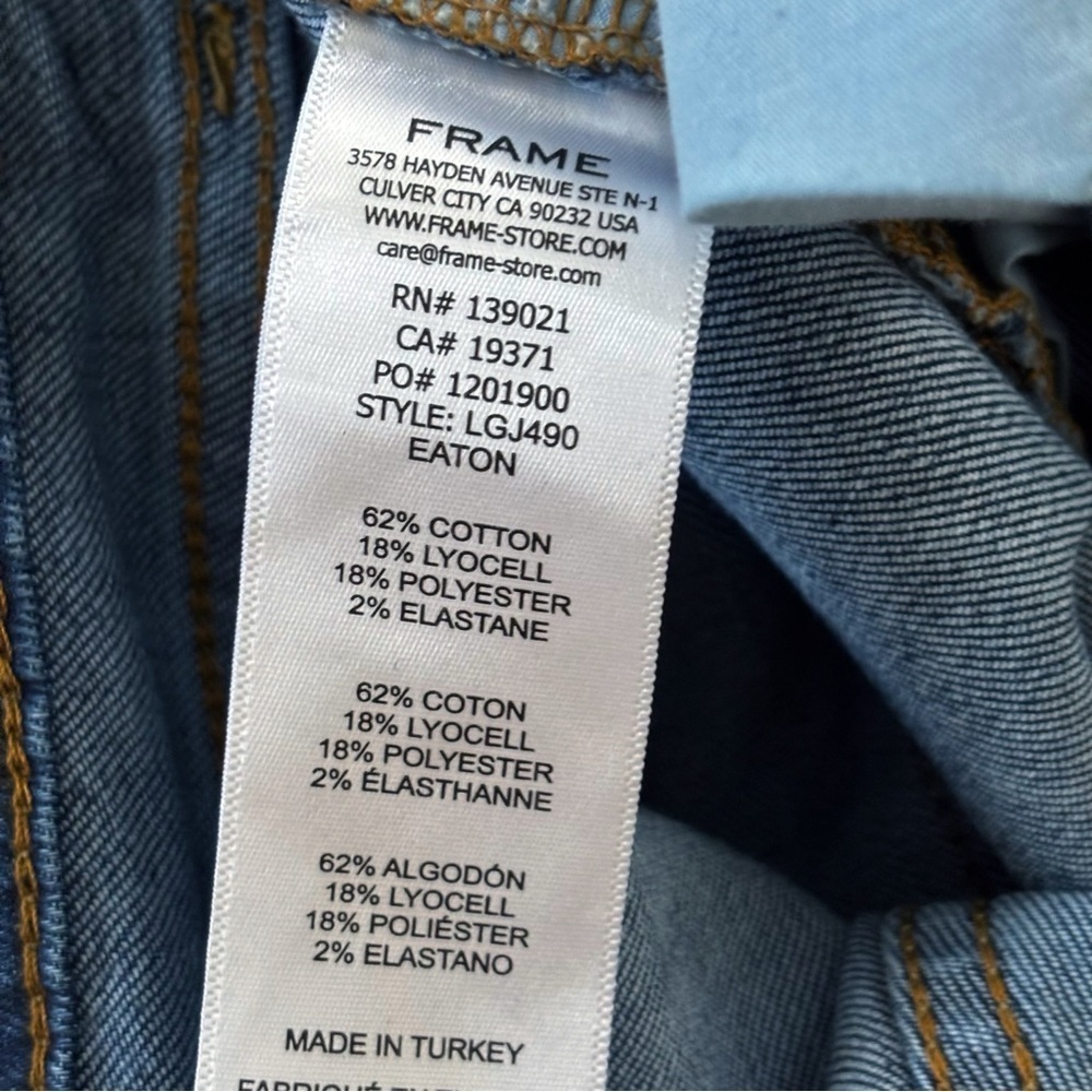 FRAME Le Garcon Eaton Blue Straight Leg Jeans Sz 25 - Picture 8 of 10